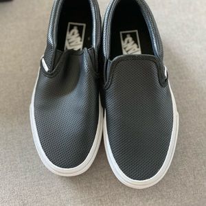 Vans Black Leather Slip Ons Women’s size 6.5